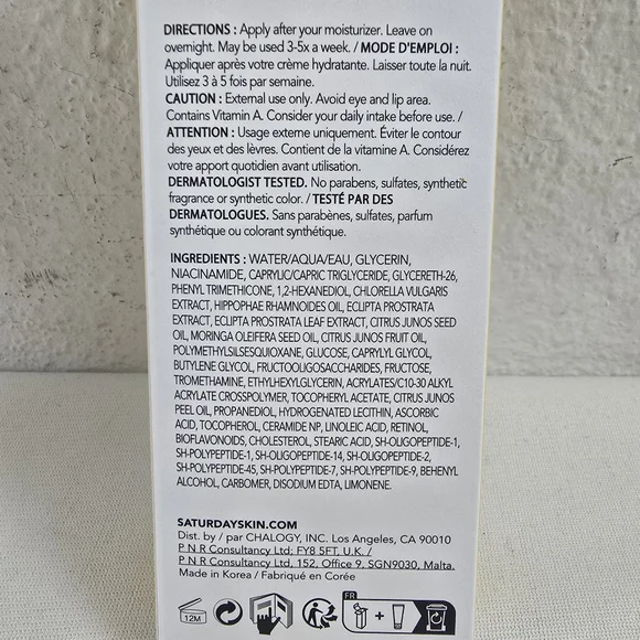 NIB Saturday Skin Yuzu Vitamin C Sleep Mask - Picture 2 of 3